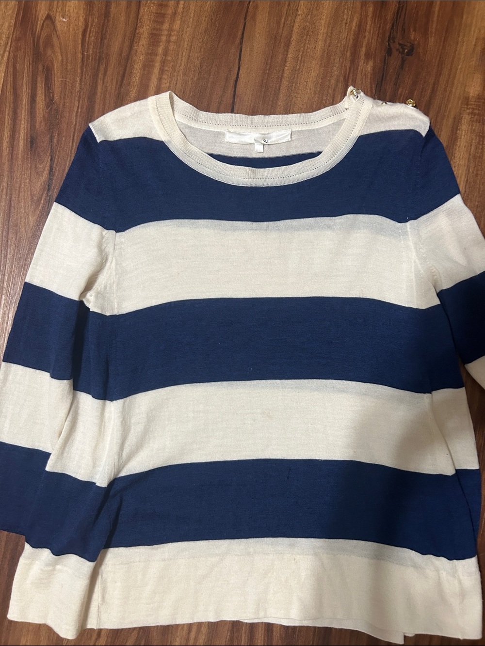 Striped Navy and Cream Women's Sweater